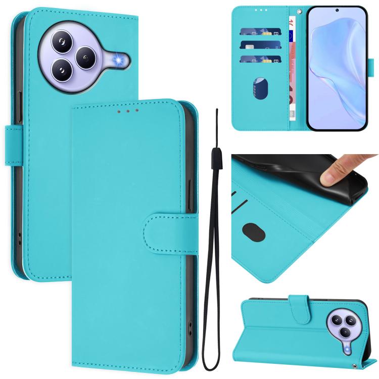 Skin Feel Solid Color Leather Phone Case with Lanyard, For Xiaomi 15T 5G, For Xiaomi Civi 5 Pro 5G