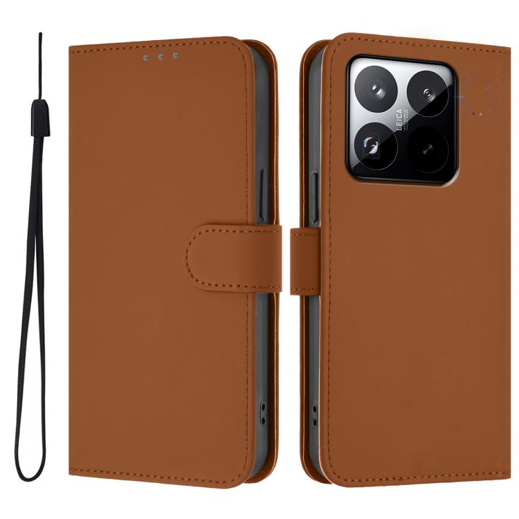Skin Feel Solid Color Leather Phone Case with Lanyard, For Xiaomi 15T 5G, For Xiaomi Civi 5 Pro 5G