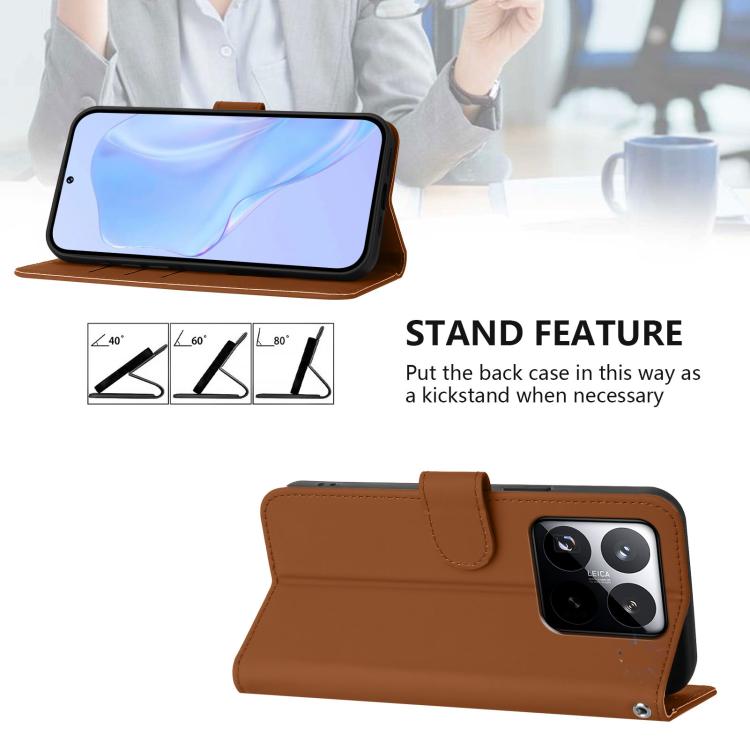 Skin Feel Solid Color Leather Phone Case with Lanyard, For Xiaomi 15T 5G, For Xiaomi Civi 5 Pro 5G