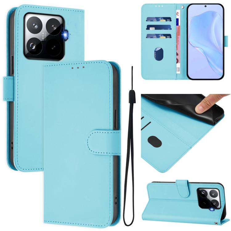 Skin Feel Solid Color Leather Phone Case with Lanyard, For Xiaomi 17T Pro 5G, For Xiaomi 15T Pro 5G