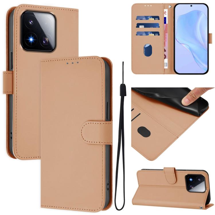 Skin Feel Solid Color Leather Phone Case with Lanyard, For Xiaomi Poco C71, For Xiaomi 17 Max 5G