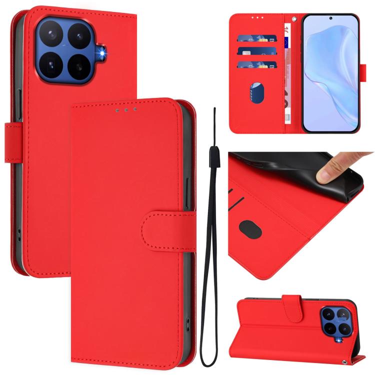 Skin Feel Solid Color Leather Phone Case with Lanyard, For Xiaomi 17T Pro 5G, For Xiaomi 15T Pro 5G