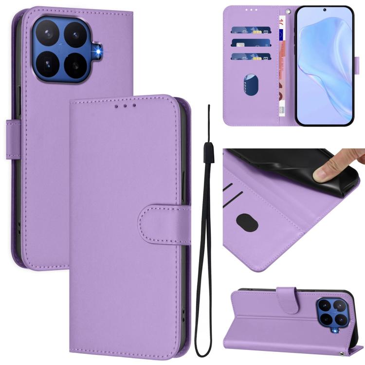 Skin Feel Solid Color Leather Phone Case with Lanyard, For Xiaomi 17T Pro 5G, For Xiaomi 15T Pro 5G