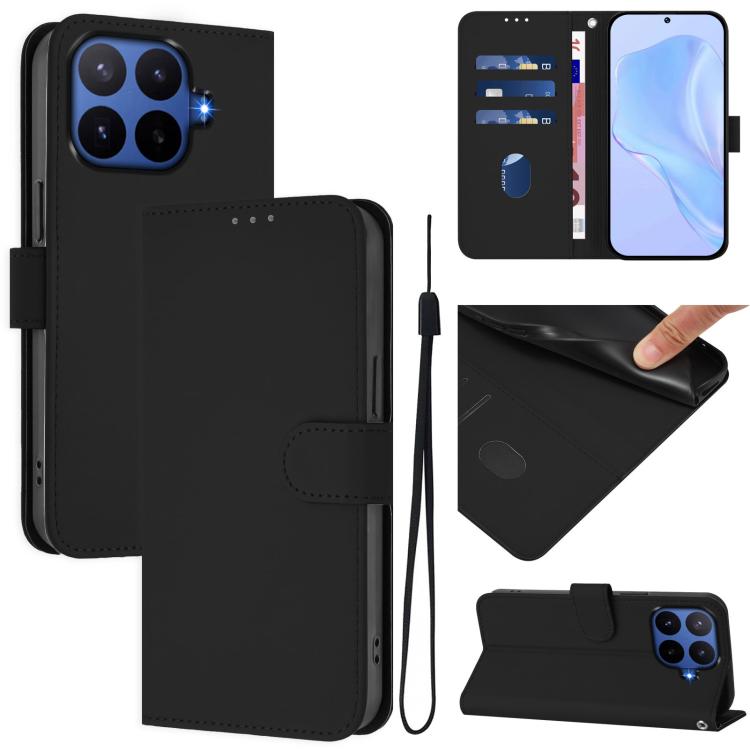 Skin Feel Solid Color Leather Phone Case with Lanyard, For Xiaomi 17T Pro 5G, For Xiaomi 15T Pro 5G