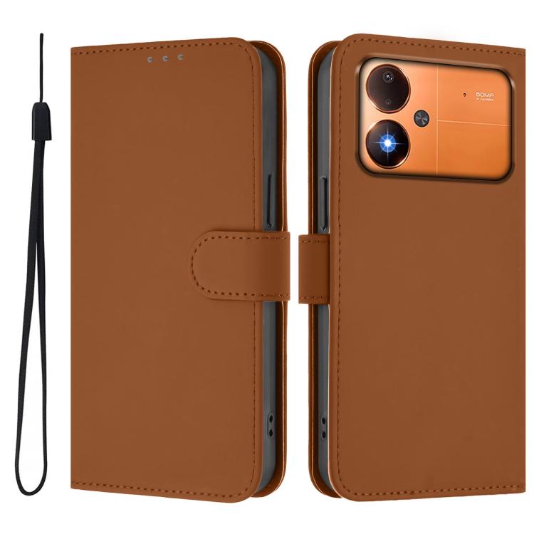 Skin Feel Solid Color Leather Phone Case with Lanyard, For Xiaomi Poco M8 Power 5G, For Xiaomi Poco F9 Ultra 5G