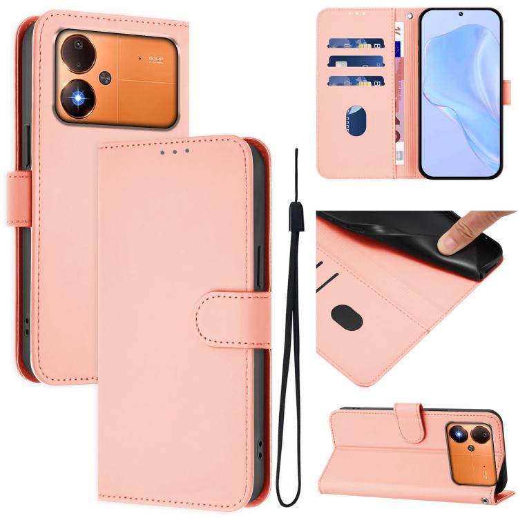 Skin Feel Solid Color Leather Phone Case with Lanyard, For Xiaomi Poco M8 Power 5G, For Xiaomi Poco F9 Ultra 5G