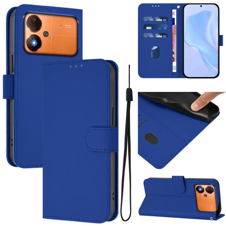 Skin Feel Solid Color Leather Phone Case with Lanyard, For Xiaomi Poco M8 Power 5G, For Xiaomi Poco F9 Ultra 5G