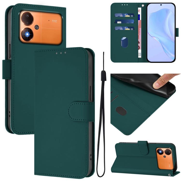 Skin Feel Solid Color Leather Phone Case with Lanyard, For Xiaomi Poco M8 Power 5G, For Xiaomi Poco F9 Ultra 5G