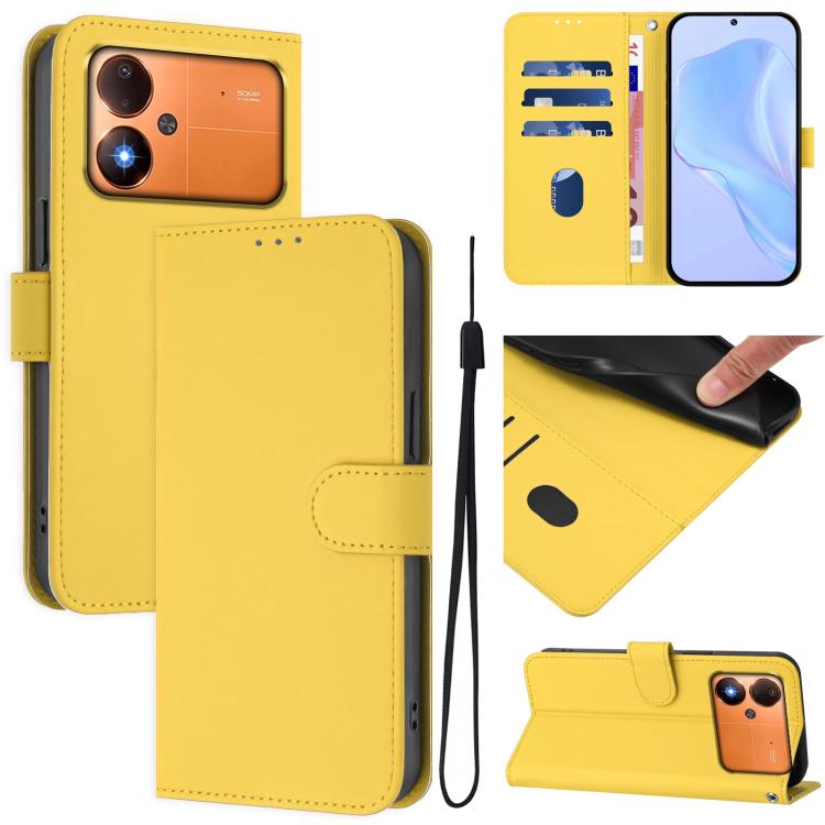 Skin Feel Solid Color Leather Phone Case with Lanyard, For Xiaomi Poco M8 Power 5G, For Xiaomi Poco F9 Ultra 5G
