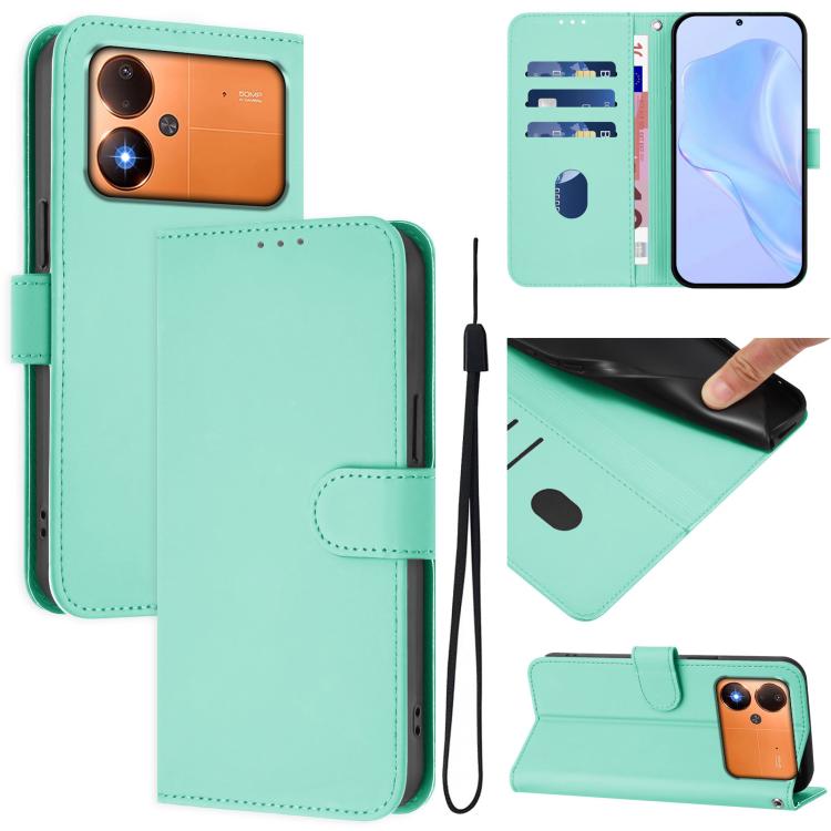 Skin Feel Solid Color Leather Phone Case with Lanyard, For Xiaomi Poco M8 Power 5G, For Xiaomi Poco F9 Ultra 5G