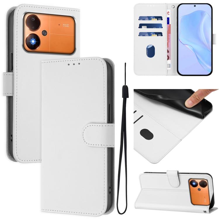 Skin Feel Solid Color Leather Phone Case with Lanyard, For Xiaomi Poco M8 Power 5G, For Xiaomi Poco F9 Ultra 5G