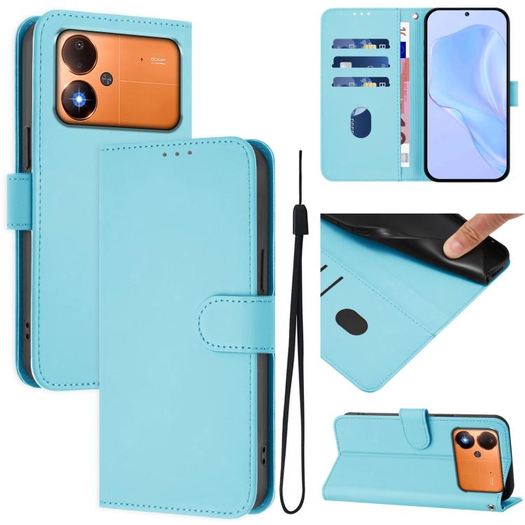 Skin Feel Solid Color Leather Phone Case with Lanyard, For Xiaomi Poco M8 Power 5G, For Xiaomi Poco F9 Ultra 5G