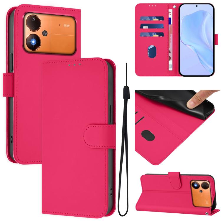 Skin Feel Solid Color Leather Phone Case with Lanyard, For Xiaomi Poco M8 Power 5G, For Xiaomi Poco F9 Ultra 5G