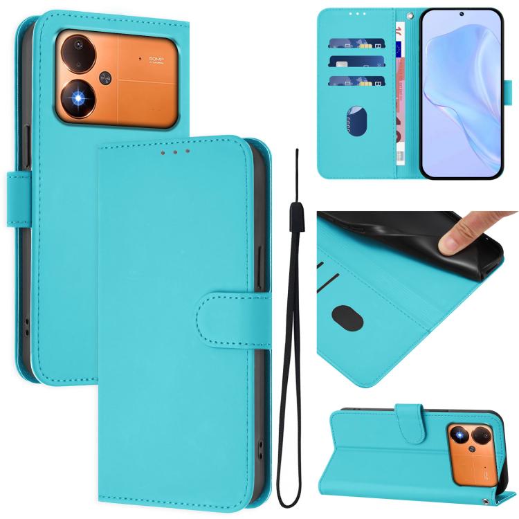Skin Feel Solid Color Leather Phone Case with Lanyard, For Xiaomi Poco M8 Power 5G, For Xiaomi Poco F9 Ultra 5G