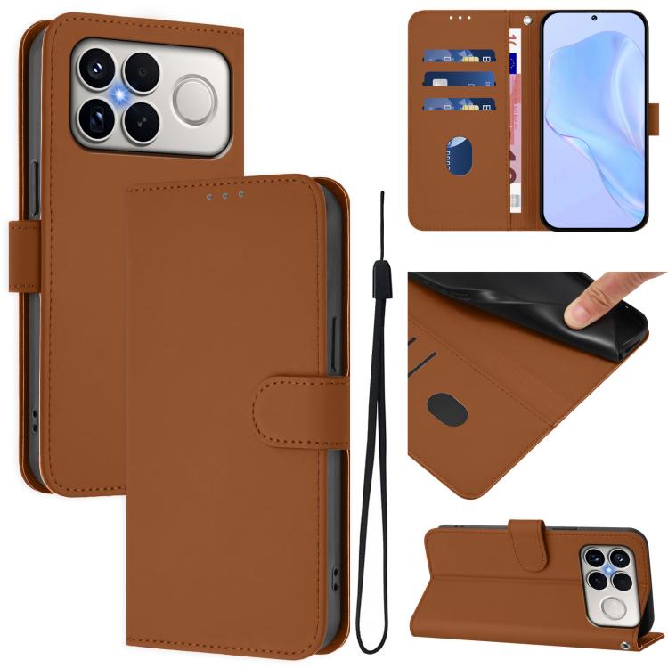 Skin Feel Solid Color Leather Phone Case with Lanyard, For Xiaomi Poco M8 Power 5G, For Xiaomi Poco F9 Ultra 5G