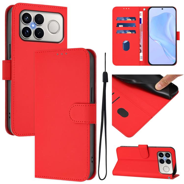 Skin Feel Solid Color Leather Phone Case with Lanyard, For Xiaomi Poco M8 Power 5G, For Xiaomi Poco F9 Ultra 5G