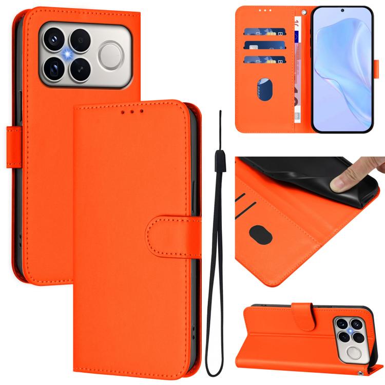 Skin Feel Solid Color Leather Phone Case with Lanyard, For Xiaomi Poco M8 Power 5G, For Xiaomi Poco F9 Ultra 5G