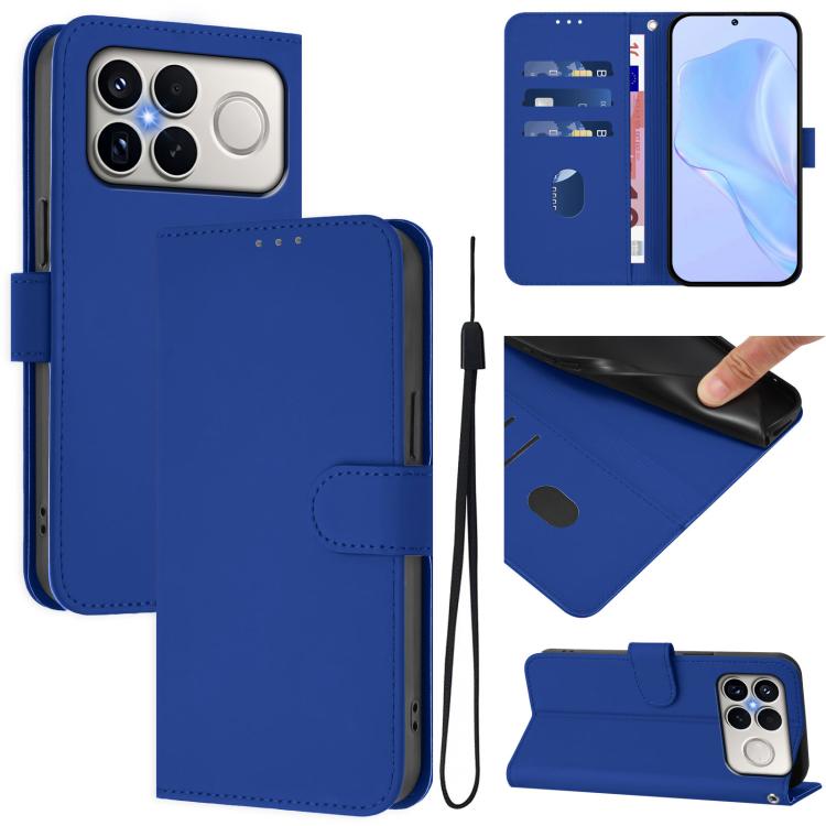 Skin Feel Solid Color Leather Phone Case with Lanyard, For Xiaomi Poco M8 Power 5G, For Xiaomi Poco F9 Ultra 5G