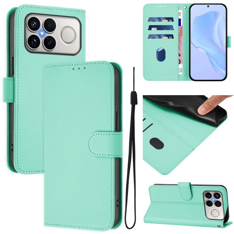 Skin Feel Solid Color Leather Phone Case with Lanyard, For Xiaomi Poco M8 Power 5G, For Xiaomi Poco F9 Ultra 5G