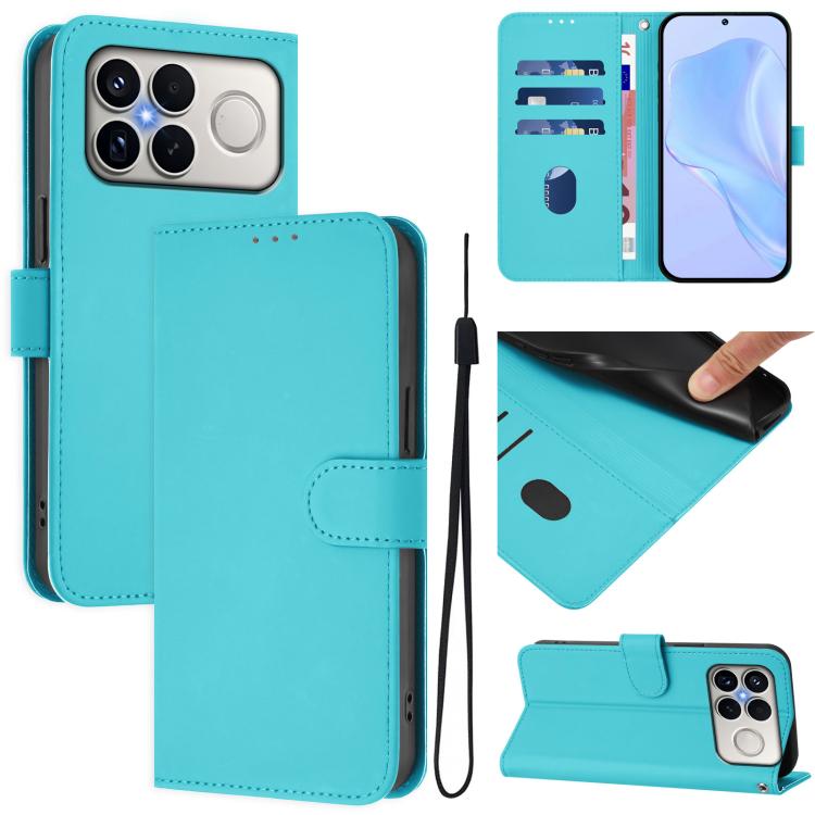 Skin Feel Solid Color Leather Phone Case with Lanyard, For Xiaomi Poco M8 Power 5G, For Xiaomi Poco F9 Ultra 5G