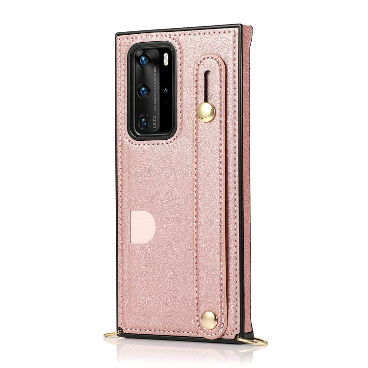 Wrist Strap PU+TPU Shockproof Protective Case with Crossbody Lanyard & Holder & Card Slot, For Huawei P40 Pro Plus