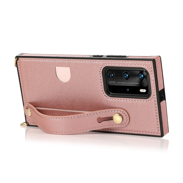 Wrist Strap PU+TPU Shockproof Protective Case with Crossbody Lanyard & Holder & Card Slot, For Huawei P40 Pro Plus