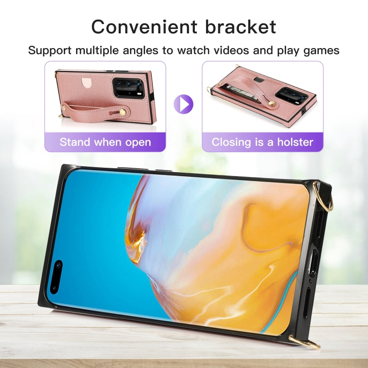 Wrist Strap PU+TPU Shockproof Protective Case with Crossbody Lanyard & Holder & Card Slot, For Huawei P40 Pro Plus
