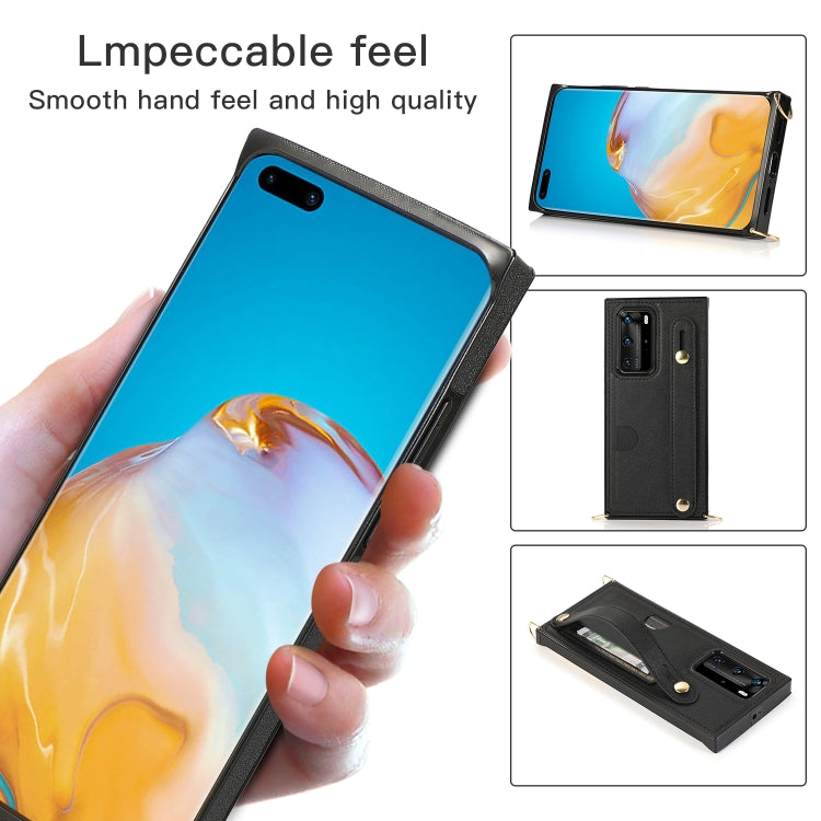 Wrist Strap PU+TPU Shockproof Protective Case with Crossbody Lanyard & Holder & Card Slot, For Huawei P40 Pro Plus