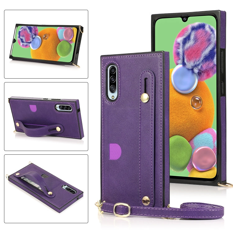 Wrist Strap PU+TPU Shockproof Protective Case with Crossbody Lanyard & Holder & Card Slot, For Samsung Galaxy A90 5G, For Samsung Galaxy Note9, For Samsung Galaxy Note 10, For Samsung Galaxy Note 10 Pro, For Samsung Galaxy S9, For Samsung Galaxy S9 Plu...