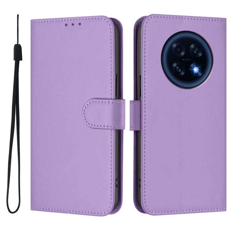 Skin Feel Solid Color Leather Phone Case with Lanyard, For OPPO Find X9, For OPPO A6 GT 5G