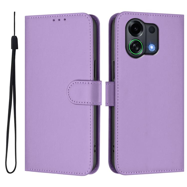 Skin Feel Solid Color Leather Phone Case with Lanyard, For OPPO Find X9 Pro, For OPPO K13 Turbo 5G