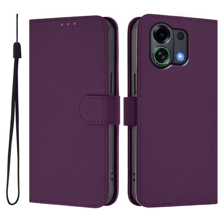 Skin Feel Solid Color Leather Phone Case with Lanyard, For OPPO Find X9 Pro, For OPPO K13 Turbo 5G