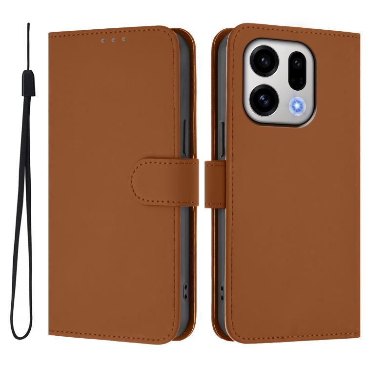 Skin Feel Solid Color Leather Phone Case with Lanyard, For OPPO Find X9, For OPPO A6 GT 5G