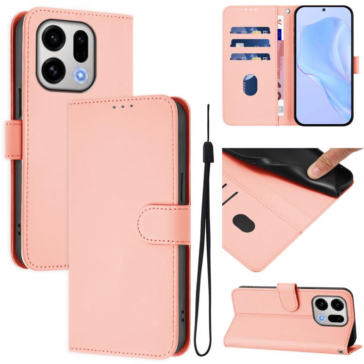 Skin Feel Solid Color Leather Phone Case with Lanyard, For OPPO Find X9, For OPPO A6 GT 5G