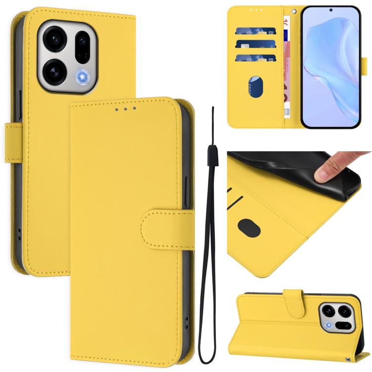 Skin Feel Solid Color Leather Phone Case with Lanyard, For OPPO Find X9, For OPPO A6 GT 5G