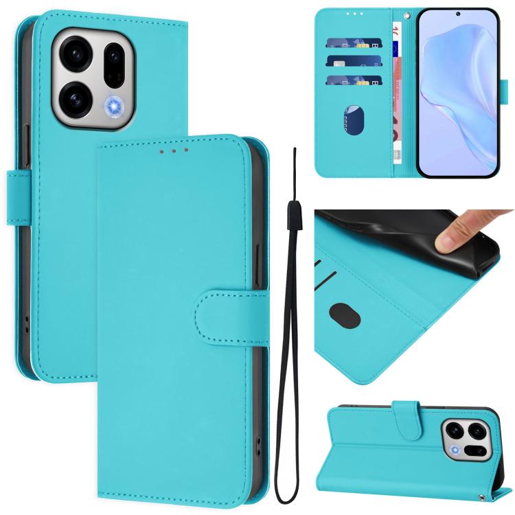 Skin Feel Solid Color Leather Phone Case with Lanyard, For OPPO Find X9, For OPPO A6 GT 5G
