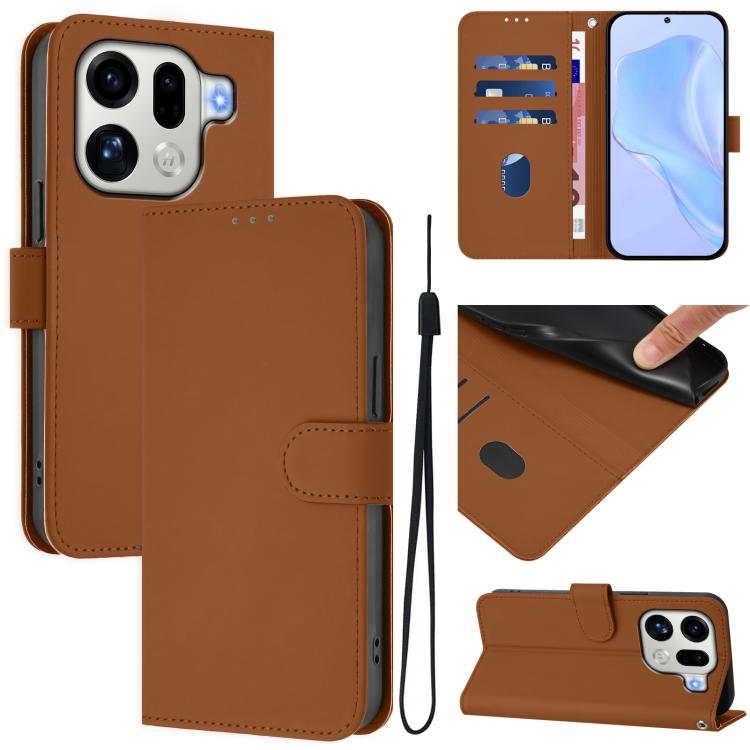 Skin Feel Solid Color Leather Phone Case with Lanyard, For OPPO Find X9 Pro, For OPPO K13 Turbo 5G