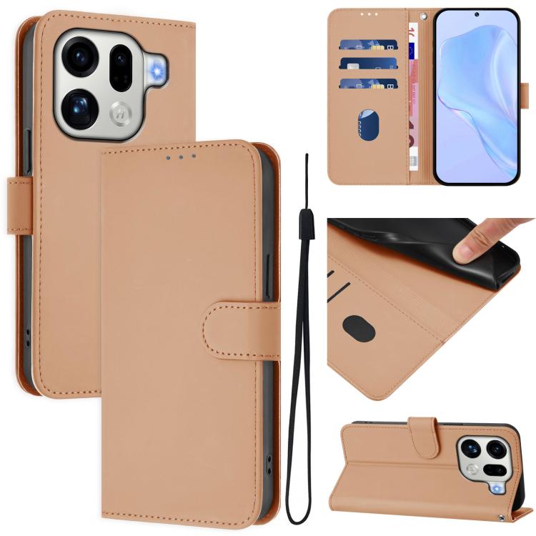 Skin Feel Solid Color Leather Phone Case with Lanyard, For OPPO Find X9 Pro, For OPPO K13 Turbo 5G
