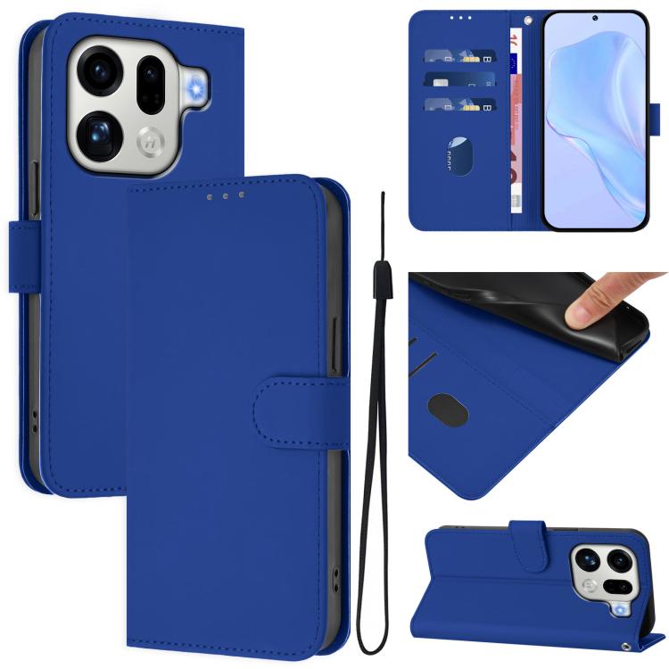 Skin Feel Solid Color Leather Phone Case with Lanyard, For OPPO Find X9 Pro, For OPPO K13 Turbo 5G