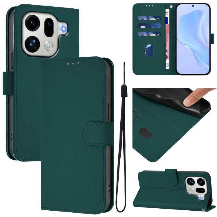 Skin Feel Solid Color Leather Phone Case with Lanyard, For OPPO Find X9 Pro, For OPPO K13 Turbo 5G