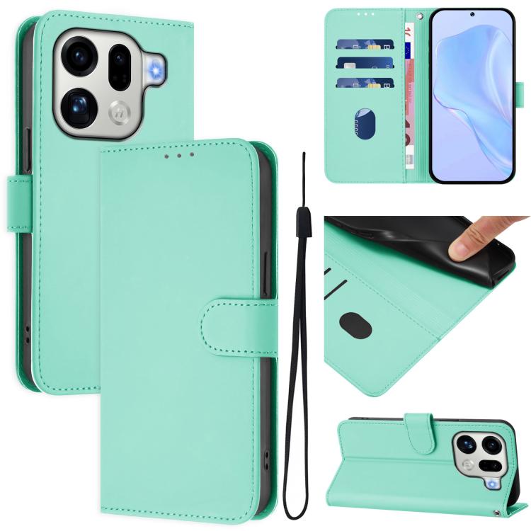 Skin Feel Solid Color Leather Phone Case with Lanyard, For OPPO Find X9 Pro, For OPPO K13 Turbo 5G