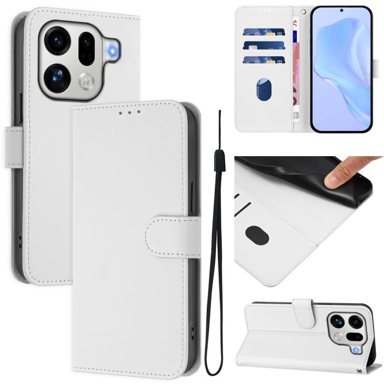Skin Feel Solid Color Leather Phone Case with Lanyard, For OPPO Find X9 Pro, For OPPO K13 Turbo 5G