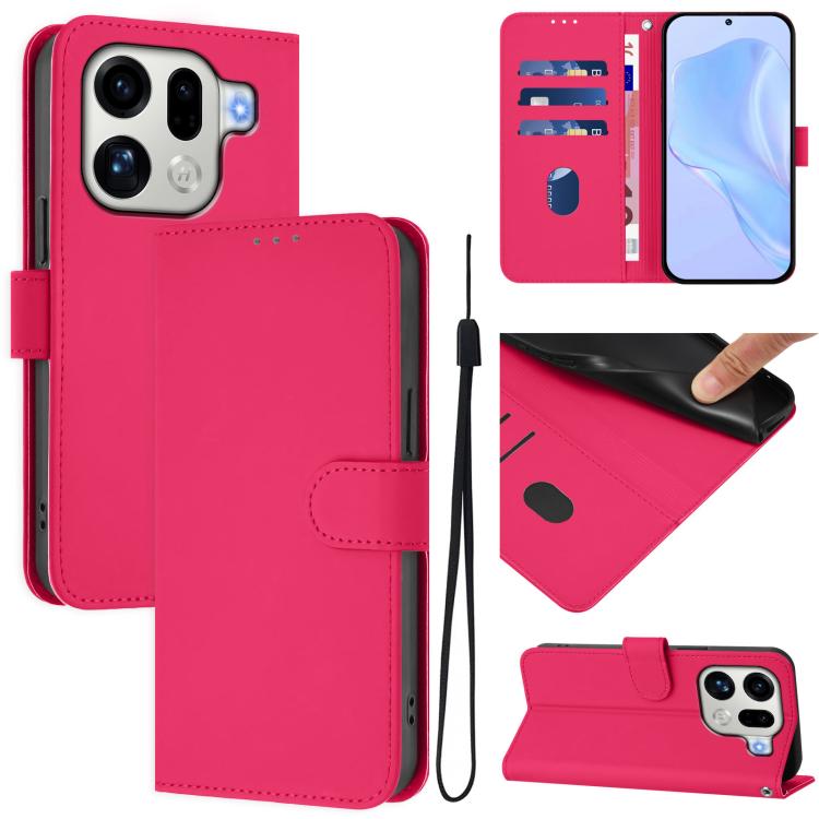 Skin Feel Solid Color Leather Phone Case with Lanyard, For OPPO Find X9 Pro, For OPPO K13 Turbo 5G