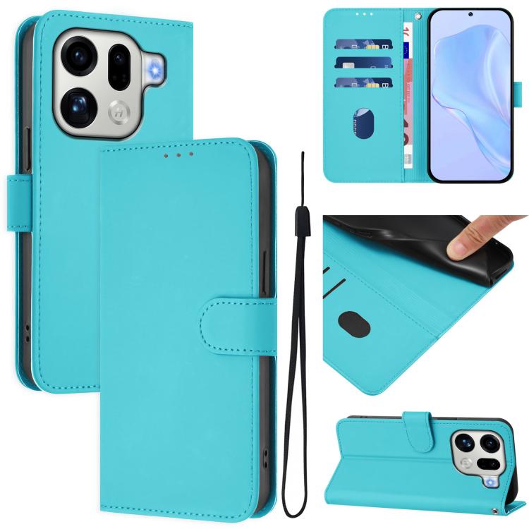 Skin Feel Solid Color Leather Phone Case with Lanyard, For OPPO Find X9 Pro, For OPPO K13 Turbo 5G