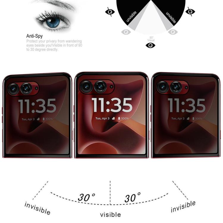 3D Hot Bending Edge Glue Anti-spy Privacy Curved Tempered Glass Film, For Motorola Razr 60 Ultra, For Motorola Razr 60