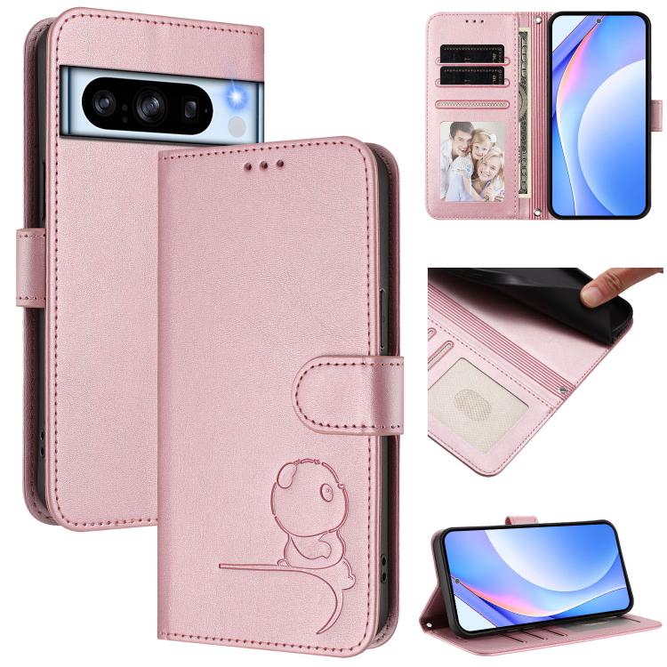 Litter Panda Embossing RFID Leather Phone Case with Lanyard, For Google Pixel 11 Pro XL, For Google Pixel 11 Pro / 11, For Google Pixel 10 Pro XL / 9 Pro XL, For Google Pixel 10 / 10 Pro, For Google Pixel 9a, For Google Pixel 9 / 9 Pro                 ...