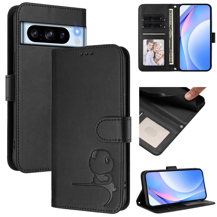 Litter Panda Embossing RFID Leather Phone Case with Lanyard, For Google Pixel 11 Pro XL, For Google Pixel 11 Pro / 11, For Google Pixel 10 Pro XL / 9 Pro XL, For Google Pixel 10 / 10 Pro, For Google Pixel 9a, For Google Pixel 9 / 9 Pro                 ...