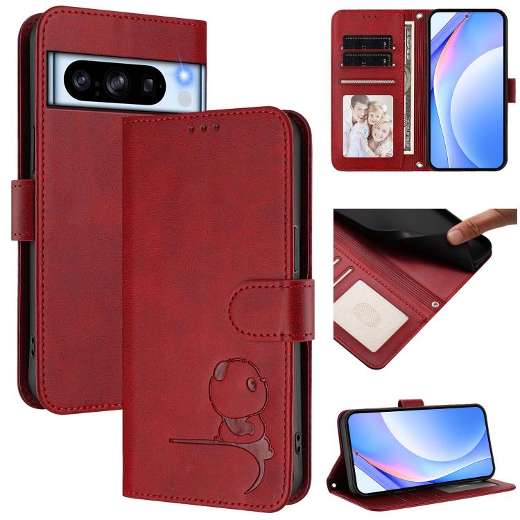 Litter Panda Embossing RFID Leather Phone Case with Lanyard, For Google Pixel 11 Pro XL, For Google Pixel 11 Pro / 11, For Google Pixel 10 Pro XL / 9 Pro XL, For Google Pixel 10 / 10 Pro, For Google Pixel 9a, For Google Pixel 9 / 9 Pro                 ...