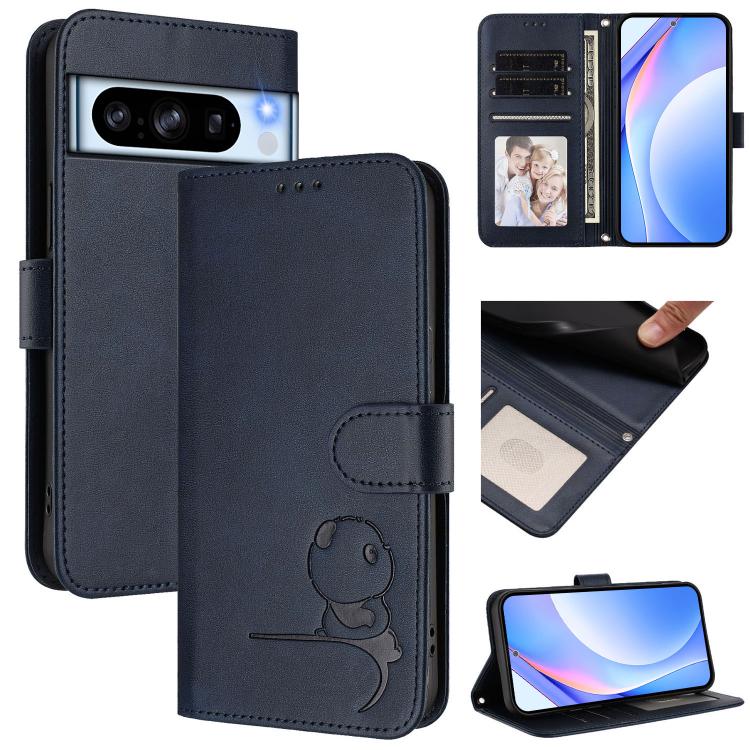 Litter Panda Embossing RFID Leather Phone Case with Lanyard, For Google Pixel 11 Pro XL, For Google Pixel 11 Pro / 11, For Google Pixel 10 Pro XL / 9 Pro XL, For Google Pixel 10 / 10 Pro, For Google Pixel 9a, For Google Pixel 9 / 9 Pro                 ...