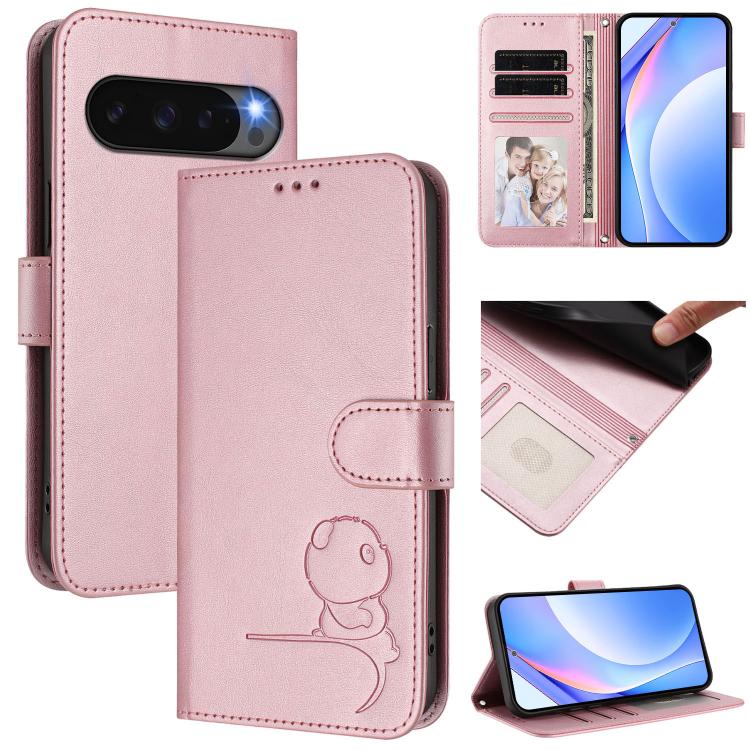 Litter Panda Embossing RFID Leather Phone Case with Lanyard, For Google Pixel 11 Pro XL, For Google Pixel 11 Pro / 11, For Google Pixel 10 Pro XL / 9 Pro XL, For Google Pixel 10 / 10 Pro, For Google Pixel 9a, For Google Pixel 9 / 9 Pro                 ...